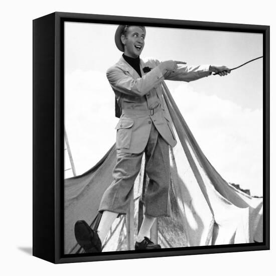 La Route enchantee by PierreCaron with Charles Trenet, 1938 (b/w photo)-null-Framed Stretched Canvas