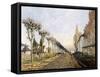 La route vue du chemin de Sèvres-Alfred Sisley-Framed Stretched Canvas