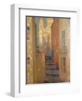 La Rue de L'Eglise-Henri Eugene Augustin Le Sidaner-Framed Giclee Print