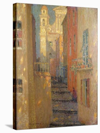 La Rue de L'Eglise-Henri Eugene Augustin Le Sidaner-Stretched Canvas