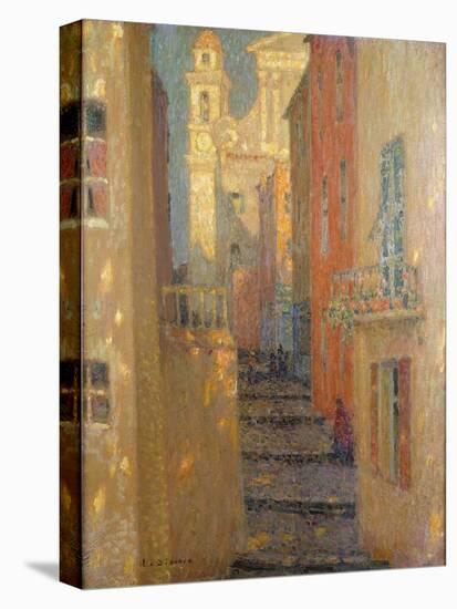 La Rue De L'Eglise-Henri Eugene Augustin Le Sidaner-Stretched Canvas