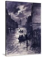 La rue et la gare de Lyon pendant l'inondation Paris (XIIème arr), 1910-Georges Bertin Scott-Stretched Canvas