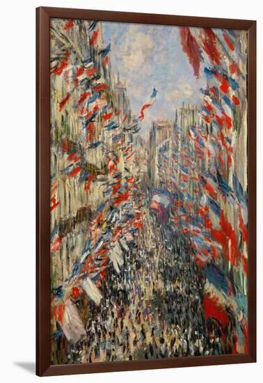 La Rue Montorgeuil, Paris, During the Celebrations of June 30, 1878-Claude Monet-Framed Giclee Print