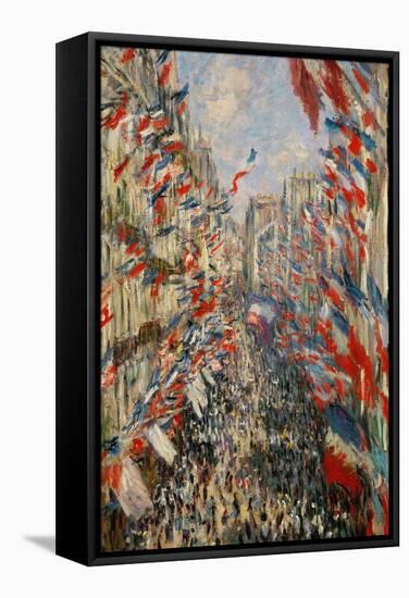 La Rue Montorgeuil, Paris, During the Celebrations of June 30, 1878-Claude Monet-Framed Stretched Canvas