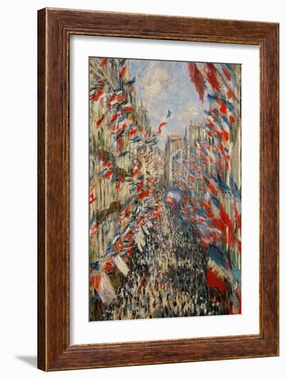 La Rue Montorgeuil, Paris, During the Celebrations of June 30, 1878-Claude Monet-Framed Giclee Print