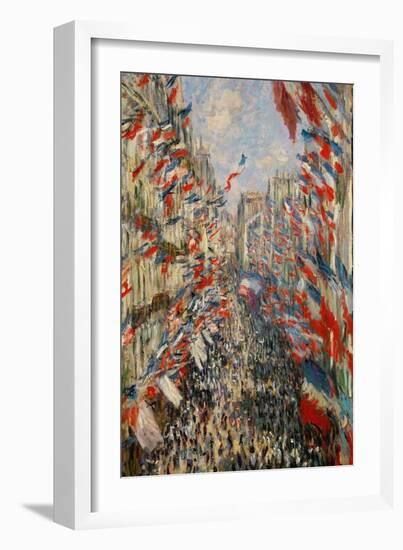 La Rue Montorgeuil, Paris, During the Celebrations of June 30, 1878-Claude Monet-Framed Giclee Print