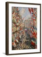 La Rue Montorgeuil, Paris, During the Celebrations of June 30, 1878-Claude Monet-Framed Giclee Print