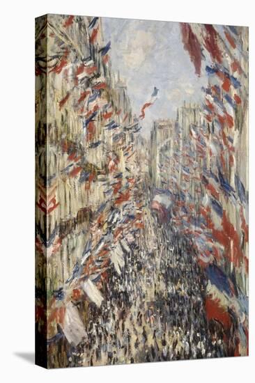 La Rue Montorgueil à Paris fête du 30 juin 1878-Claude Monet-Stretched Canvas