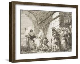 La Sacra Famiglia Esce Dalla Porta Di Una Citt-Giandomenico Tiepolo-Framed Giclee Print