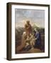 La Sainte Famille avec saint Jean, sainte Elisabeth et saint Joseph priant-Nicolas Poussin-Framed Giclee Print