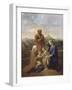 La Sainte Famille avec saint Jean, sainte Elisabeth et saint Joseph priant-Nicolas Poussin-Framed Giclee Print