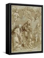 La Sainte Famille servie par les anges-Federico Barocci-Framed Stretched Canvas