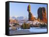 La Sal Mountains, Balanced Rock at Sunset, Arches National Park, Utah, USA-Scott T. Smith-Framed Stretched Canvas