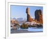 La Sal Mountains, Balanced Rock at Sunset, Arches National Park, Utah, USA-Scott T. Smith-Framed Photographic Print