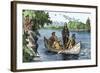 La Salle and His Companions Exploring the Lower Mississippi River for France, c.1682-null-Framed Giclee Print