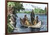 La Salle and His Companions Exploring the Lower Mississippi River for France, c.1682-null-Framed Giclee Print