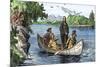 La Salle and His Companions Exploring the Lower Mississippi River for France, c.1682-null-Mounted Giclee Print