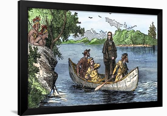 La Salle and His Companions Exploring the Lower Mississippi River for France, c.1682-null-Framed Giclee Print