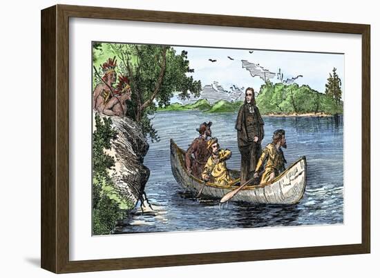 La Salle and His Companions Exploring the Lower Mississippi River for France, c.1682-null-Framed Giclee Print