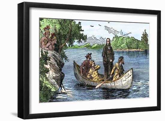 La Salle and His Companions Exploring the Lower Mississippi River for France, c.1682-null-Framed Giclee Print