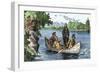 La Salle and His Companions Exploring the Lower Mississippi River for France, c.1682-null-Framed Giclee Print