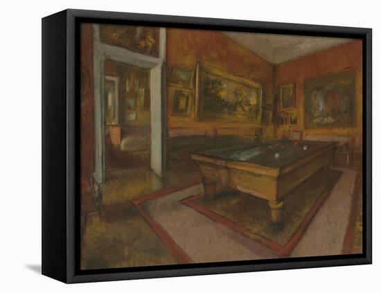 La Salle de billard au Menil Hubert-Edgar Degas-Framed Stretched Canvas