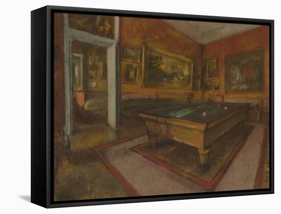 La Salle de billard au Menil Hubert-Edgar Degas-Framed Stretched Canvas