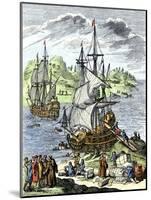 La Salle Landing in Matagorda Bay Texas to Colonize Louisiana Terrritory, c.1685-null-Mounted Giclee Print