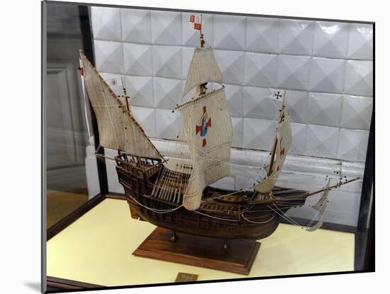 La Santa Mari?A. Ship Used by Columbus in This First Voyage, Model: 1:50-null-Mounted Giclee Print