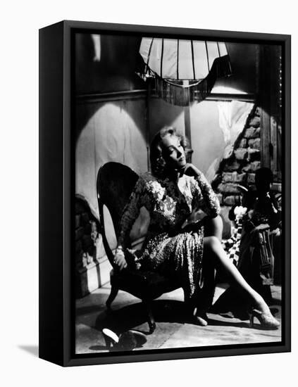 La scandaleuse by Berlin A Foreign Affair by BillyWilder with Marlene Dietrich, 1948 (b/w photo)-null-Framed Stretched Canvas