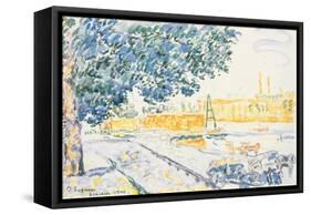 La Seine à Asnières, 1900 (w/c & pencil on paper)-Paul Signac-Framed Stretched Canvas