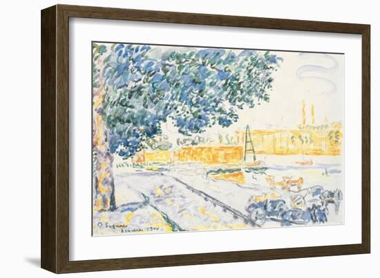 La Seine à Asnières, 1900 (w/c & pencil on paper)-Paul Signac-Framed Giclee Print