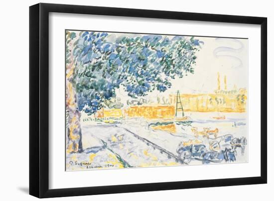 La Seine à Asnières, 1900 (w/c & pencil on paper)-Paul Signac-Framed Giclee Print