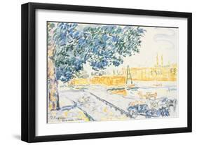 La Seine à Asnières, 1900 (w/c & pencil on paper)-Paul Signac-Framed Giclee Print