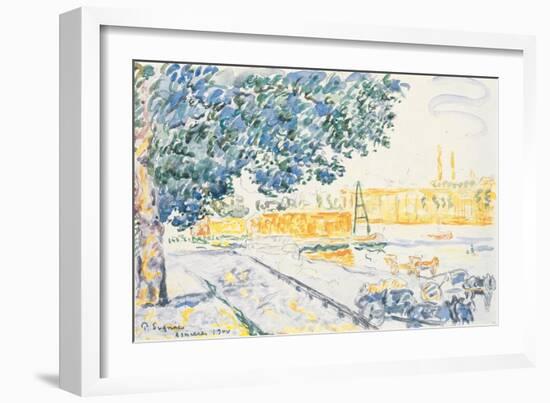 La Seine à Asnières, 1900 (w/c & pencil on paper)-Paul Signac-Framed Giclee Print