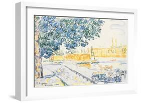 La Seine à Asnières, 1900 (w/c & pencil on paper)-Paul Signac-Framed Giclee Print