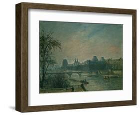 La Seine et le Louvre, 1903 Paris: Seine river and Louvre Palace. Canvas 46 x 55 cm R. F. 1972-32.-Camille Pissarro-Framed Giclee Print