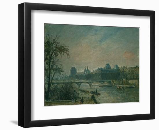 La Seine et le Louvre, 1903 Paris: Seine river and Louvre Palace. Canvas 46 x 55 cm R. F. 1972-32.-Camille Pissarro-Framed Giclee Print