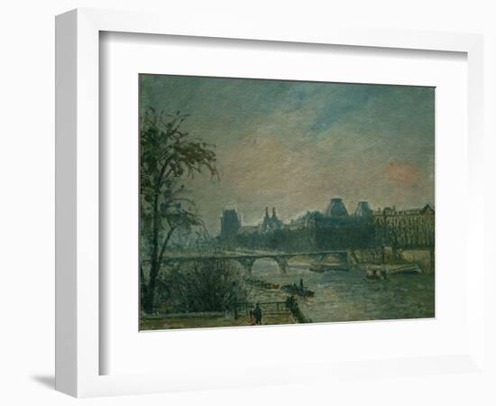 La Seine et le Louvre, 1903 Paris: Seine river and Louvre Palace. Canvas 46 x 55 cm R. F. 1972-32.-Camille Pissarro-Framed Giclee Print