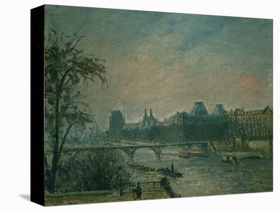 La Seine et le Louvre, 1903 Paris: Seine river and Louvre Palace. Canvas 46 x 55 cm R. F. 1972-32.-Camille Pissarro-Stretched Canvas