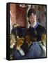 La serveuse de bocks-Edouard Manet-Framed Stretched Canvas