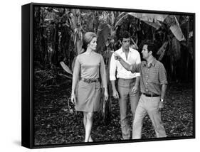 LA SIRENE DU MISSISSIPI, 1969 directed by FRANCOIS TRUFFAUT On the set, Catherine Deneuve, Jean-Pau-null-Framed Stretched Canvas