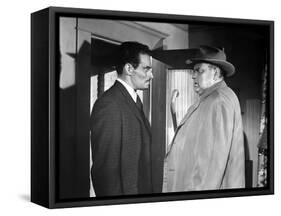 La Soif du Mal TOUCH OF EVIL by OrsonWelles with Charlton Heston and Orson Welles, 1958 (b/w photo)-null-Framed Stretched Canvas