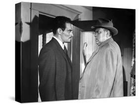 La Soif du Mal TOUCH OF EVIL by OrsonWelles with Charlton Heston and Orson Welles, 1958 (b/w photo)-null-Stretched Canvas