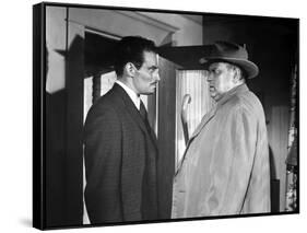 La Soif du Mal TOUCH OF EVIL by OrsonWelles with Charlton Heston and Orson Welles, 1958 (b/w photo)-null-Framed Stretched Canvas