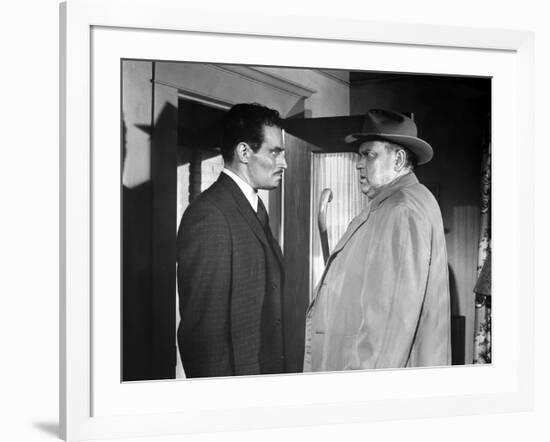 La Soif du Mal TOUCH OF EVIL by OrsonWelles with Charlton Heston and Orson Welles, 1958 (b/w photo)-null-Framed Photo