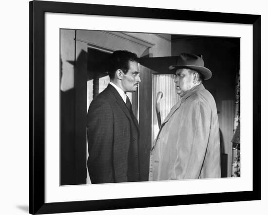 La Soif du Mal TOUCH OF EVIL by OrsonWelles with Charlton Heston and Orson Welles, 1958 (b/w photo)-null-Framed Photo