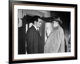 La Soif du Mal TOUCH OF EVIL by OrsonWelles with Charlton Heston and Orson Welles, 1958 (b/w photo)-null-Framed Photo