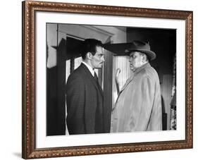 La Soif du Mal TOUCH OF EVIL by OrsonWelles with Charlton Heston and Orson Welles, 1958 (b/w photo)-null-Framed Photo