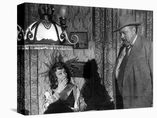 La Soif du Mal TOUCH OF EVIL by OrsonWelles with Marlene Dietrich and Orson Welles, 1958 (b/w photo-null-Stretched Canvas